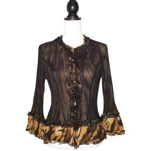 NWT Alice + Olivia S  Crinkled Sheer Tiger Jacket